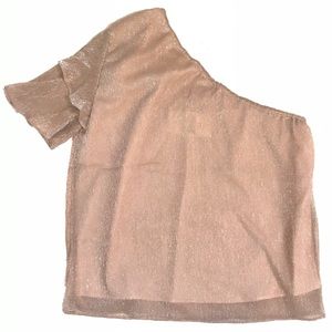 Sakes 5th Ave Shimmer Blush Ruffle Asym Top M
